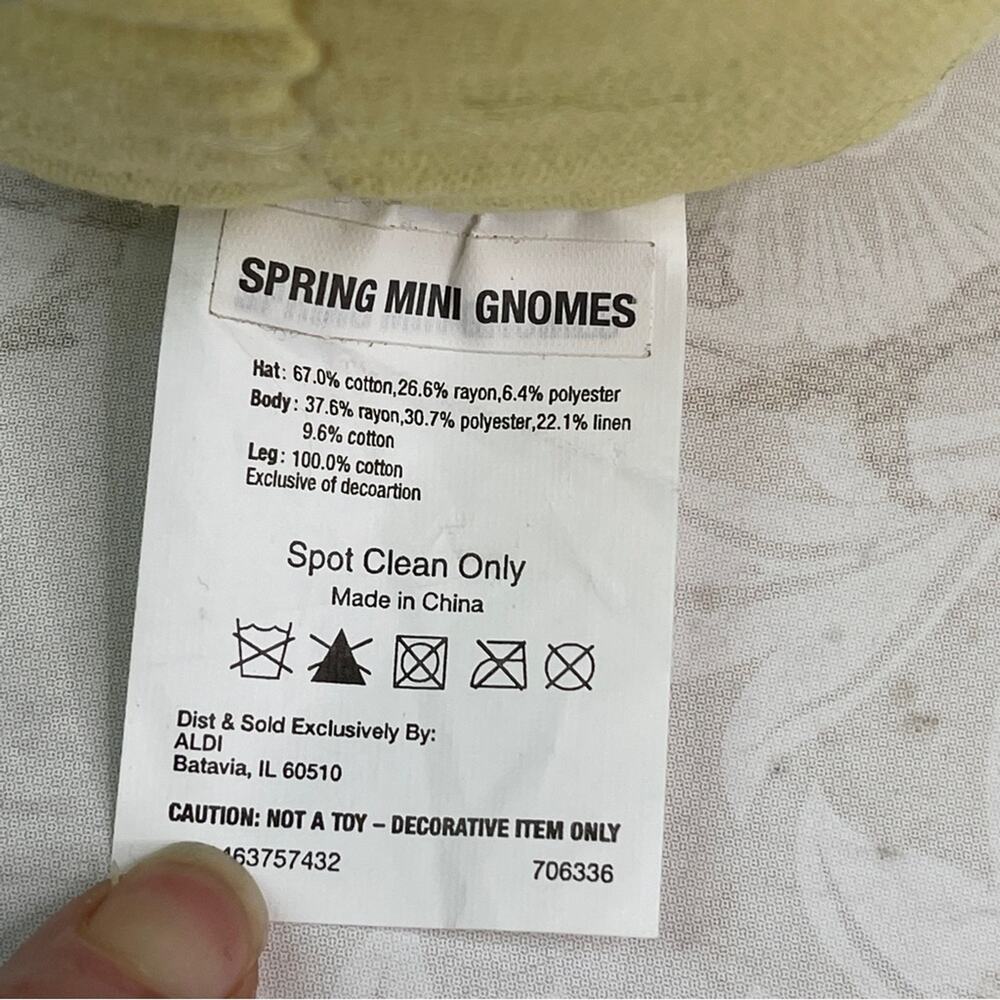Aldi Huntington Home Spring Mini Gnome 16" Yellow Plaid Stripes NWT - Picture 9 of 9